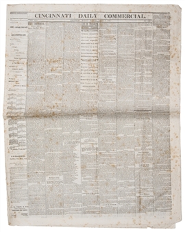 1865 Abraham Lincoln Assassination From Cincinnati Daily Commercial Newspaper Dated 4/17/1865 With Mention Of John Wilkes Booth 